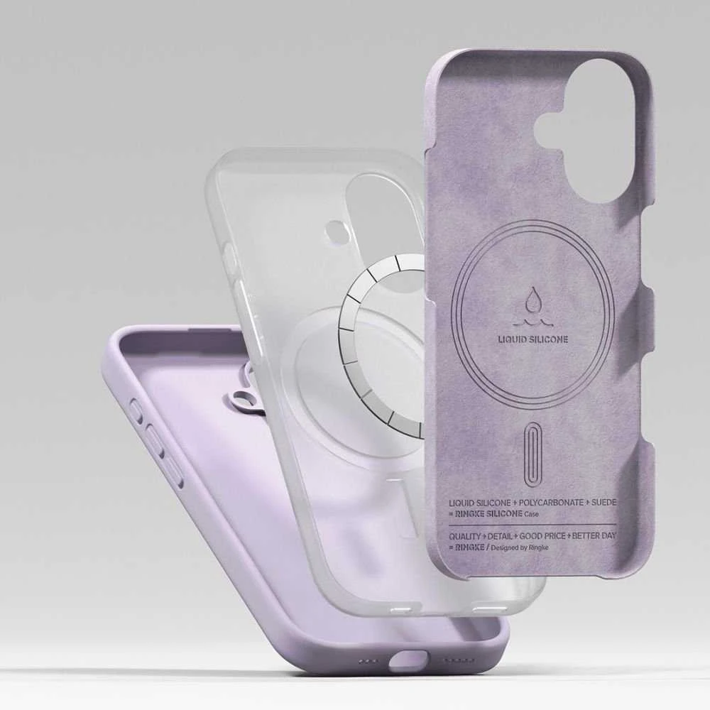 Ringke Silicone Magnetic MagSafe dėklas skirtas Apple iPhone 17 – violetinės spalvos