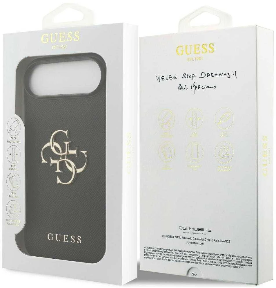 „Guess Grained Big 4G“ ir „Classic Logo“ dėklas, skirtas „Apple iPhone Air“, juodos spalvos