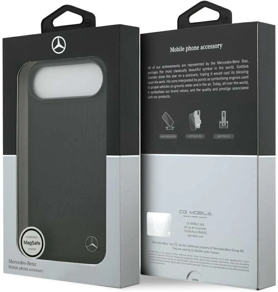 Mercedes Leather Large Laurel Leave MagSafe dėklas Apple iPhone Air juodos spalvos