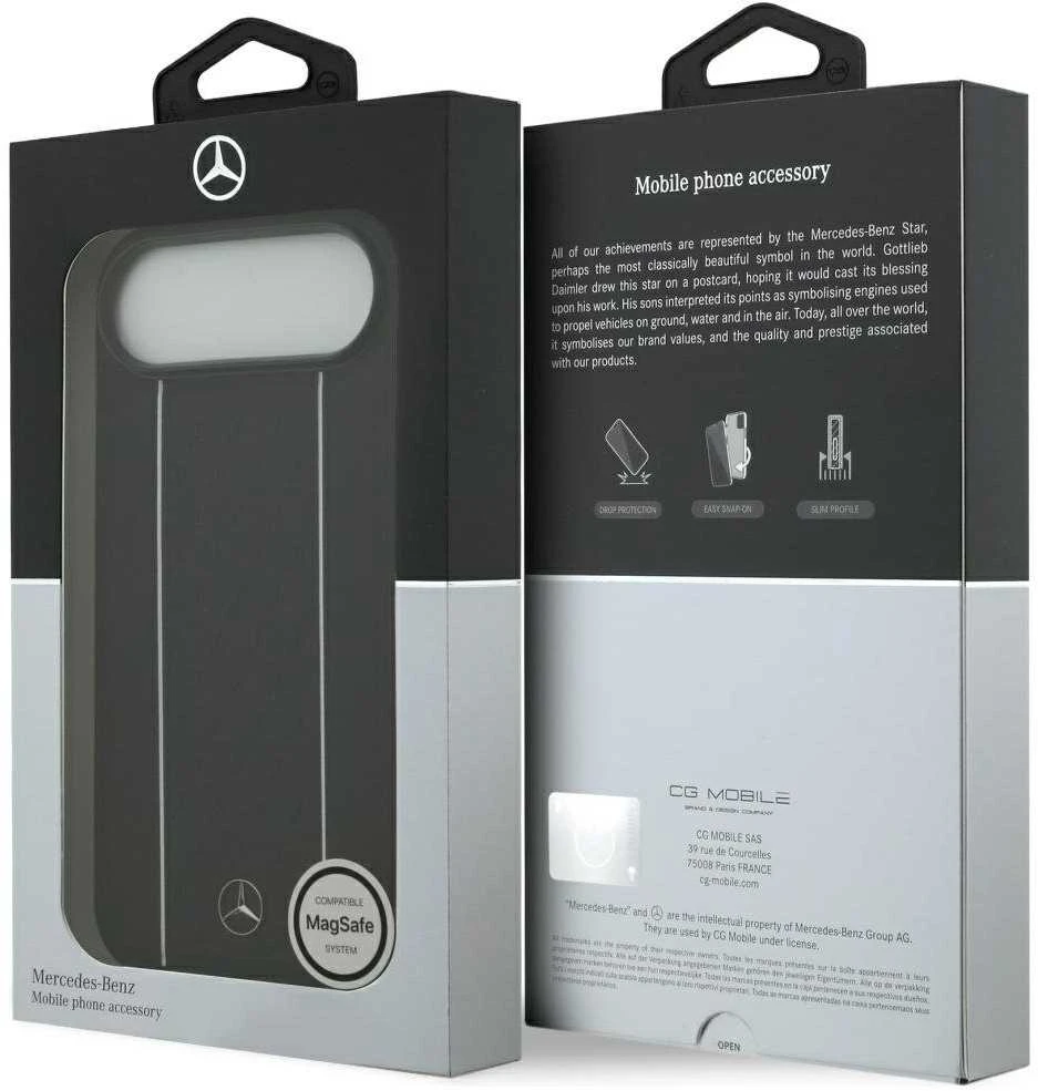Mercedes Leather Star Pattern Stripes MagSafe dėklas skirtas Apple iPhone Air juodos spalvos