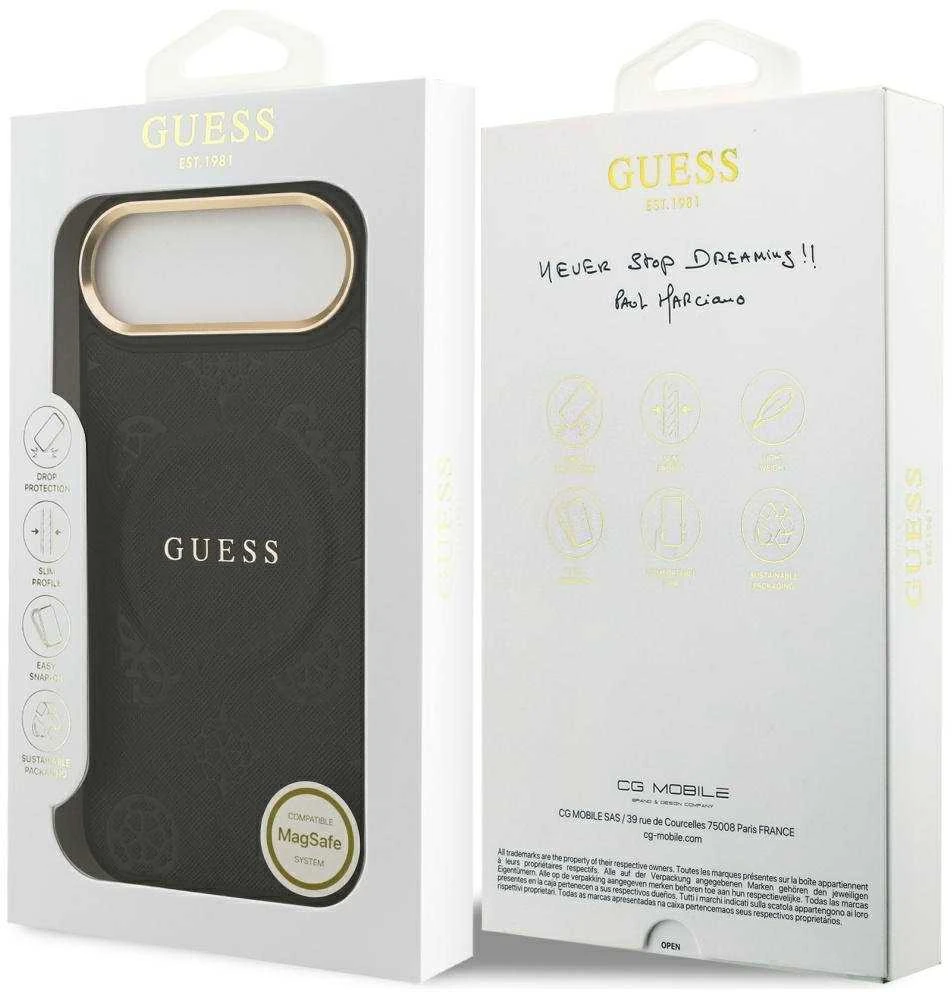 „Guess Peony Hot Stamp MagSafe“ dėklas, skirtas „iPhone Air“ – Juodas