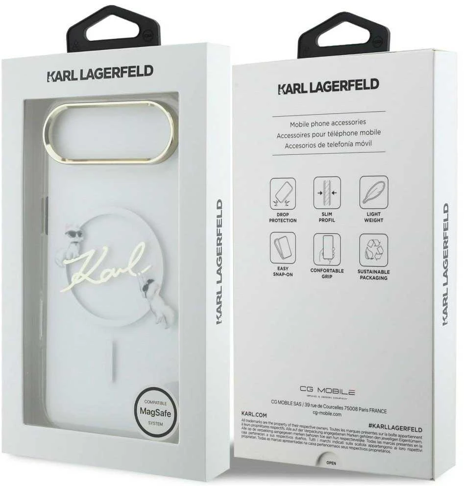 Karl Lagerfeld IML Choupettes Karl Script Logo MagSafe iPhone Air dėklas – skaidrus