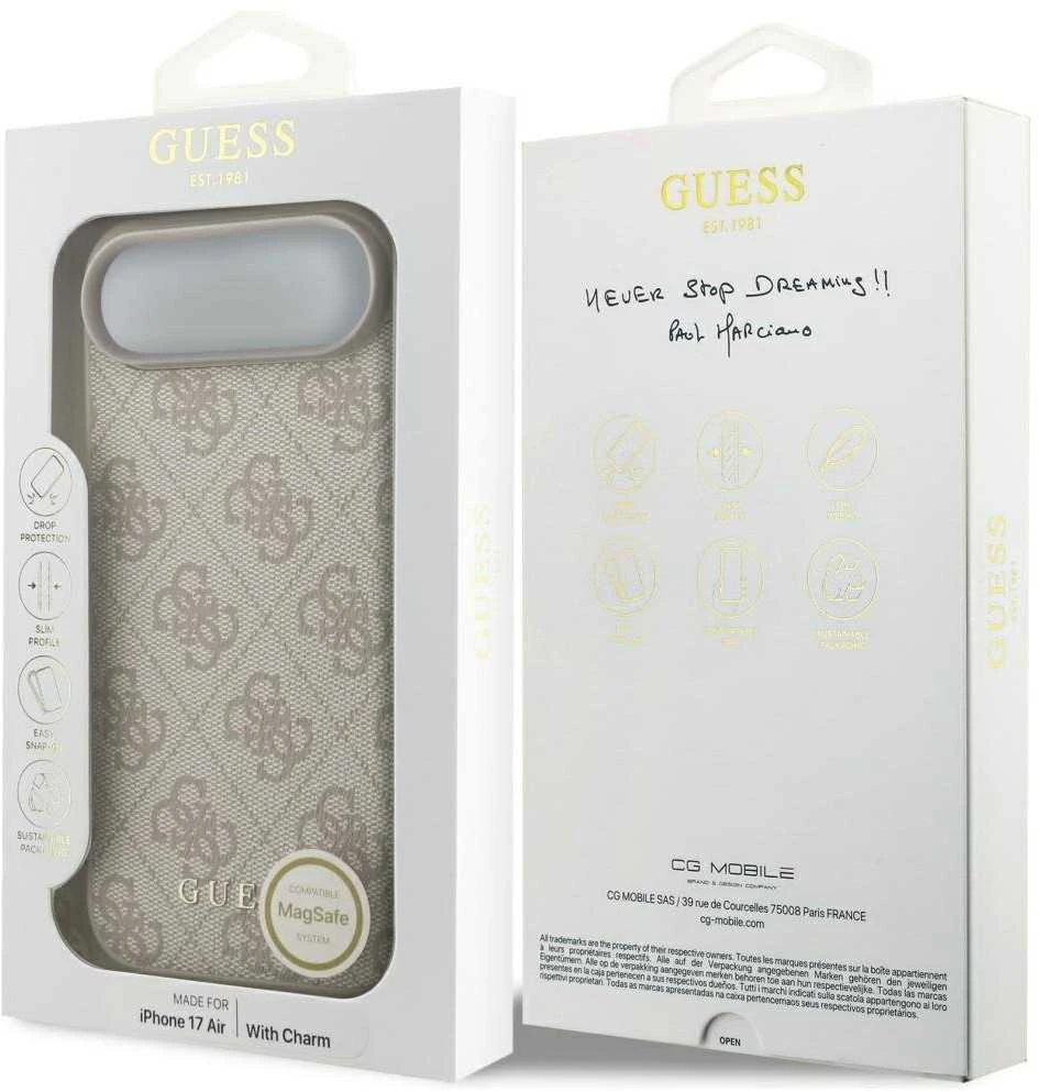 Guess 4G Charm dėklas skirtas Apple iPhone 17 Air Tone on Tone rožinės spalvos
