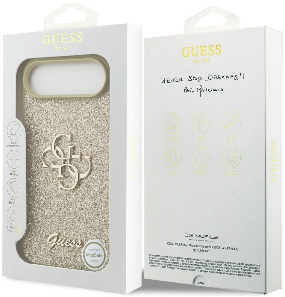 Guess Fixed Glitter Big 4G - dėklas skirtas Apple iPhone Air auksinis