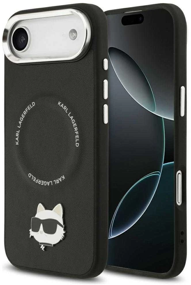 Karl Lagerfeld Choupette Pin MagSafe dėklas Apple iPhone Air juodos spalvos