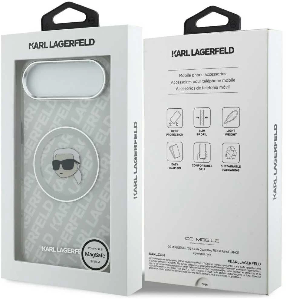 Karl Lagerfeld IML Karl Head Logo MagSafe iPhone Air dėklas – pilkas
