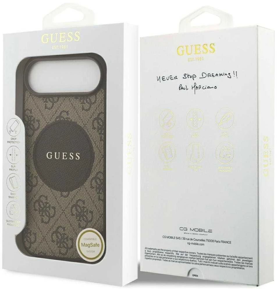 „Guess 4G Circle Classic Logo MagSafe“ dėklas, skirtas „iPhone Air“ – rudas