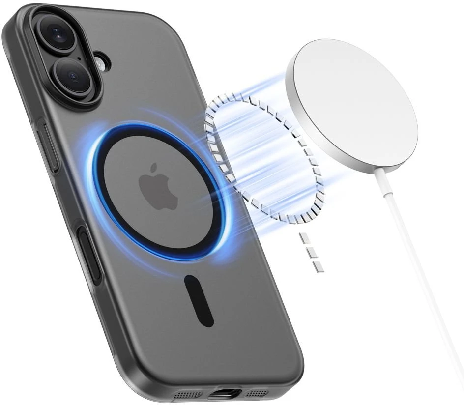 „Tech-Protect MagSlim MagSafe“ dėklas, skirtas „iPhone 17“ – matinis juodas