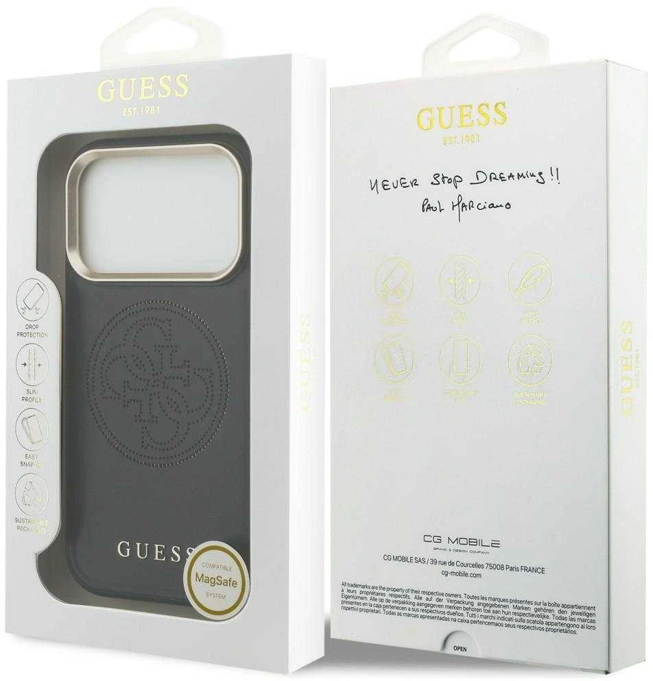 „Guess“ perforuotas 4G „MagSafe“ dėklas, skirtas „iPhone 17 Pro Max“ - juodas