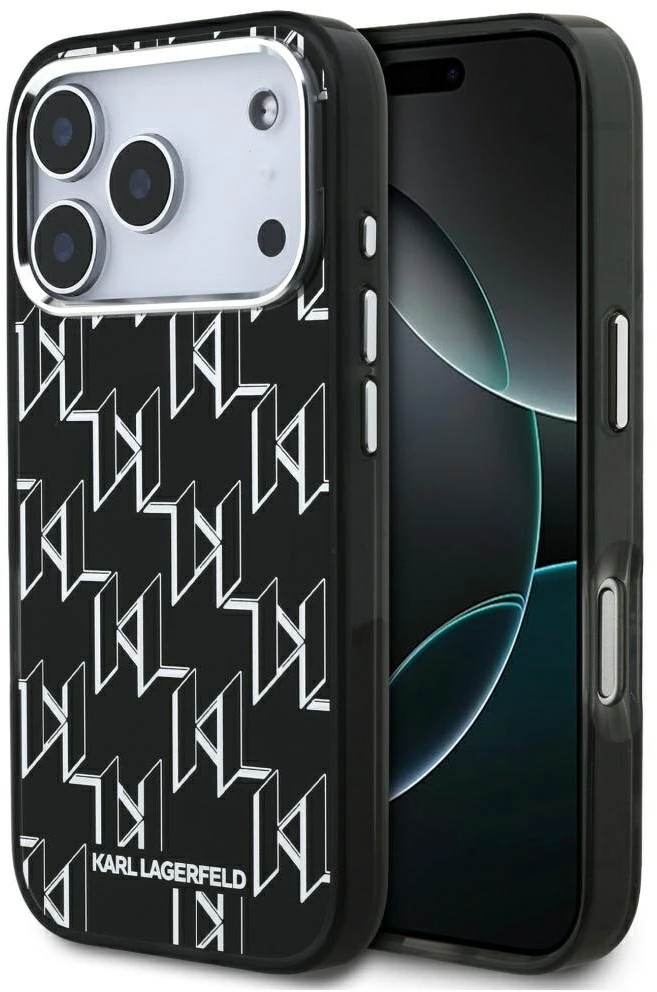 Karl Lagerfeld IML KL Monogram MagSafe dėklas skirtas Apple iPhone 17 Pro juodos spalvos