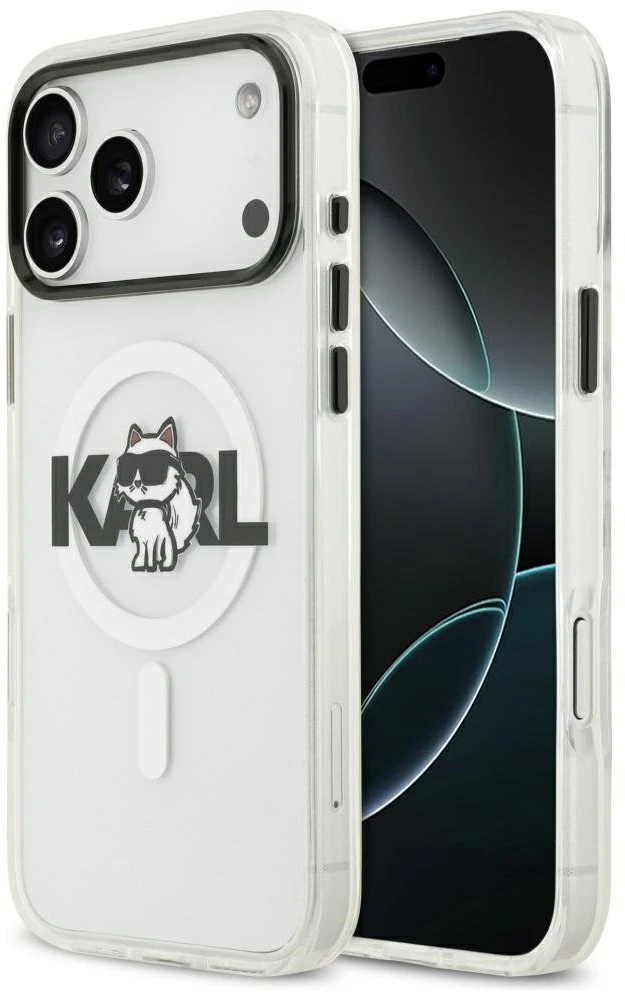 Karl Lagerfeld IML Choupette Sketch Logo MagSafe dėklas skirtas Apple iPhone 17 Pro Clear