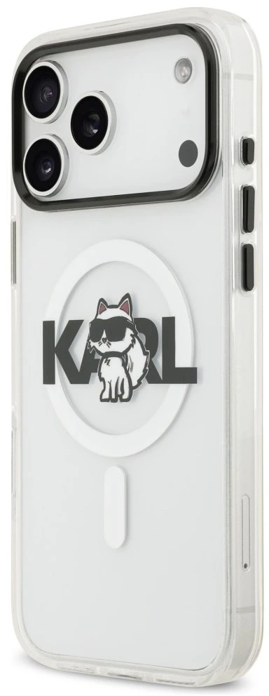 Karl Lagerfeld IML Choupette Sketch Logo MagSafe dėklas skirtas Apple iPhone 17 Pro Clear