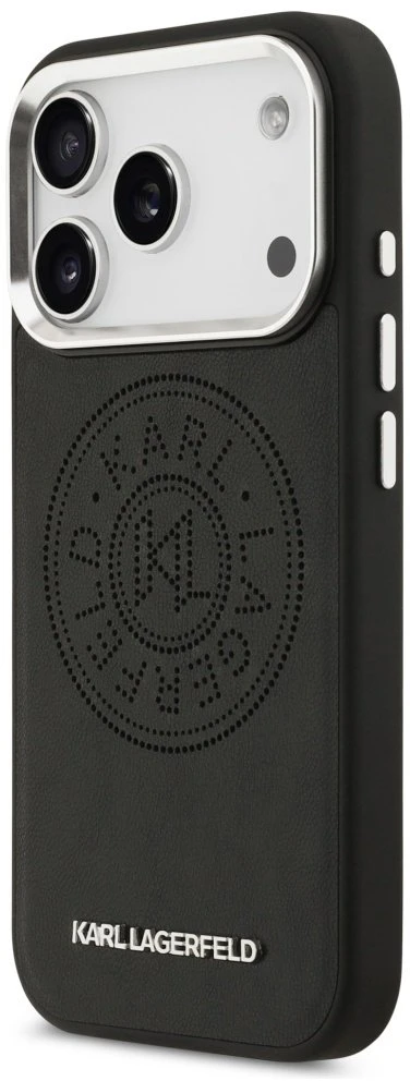 Karl Lagerfeld Point & Metal Logo MagSafe dėklas skirtas Apple iPhone 17 Pro juodos spalvos