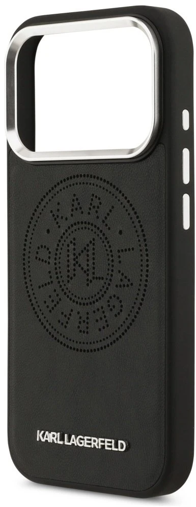Karl Lagerfeld Point & Metal Logo MagSafe dėklas skirtas Apple iPhone 17 Pro juodos spalvos
