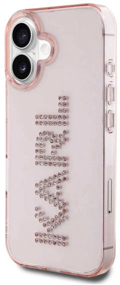 Dėklas Karl Lagerfeld IML Rhinestones Logo iPhone 16 Case - Rožinė