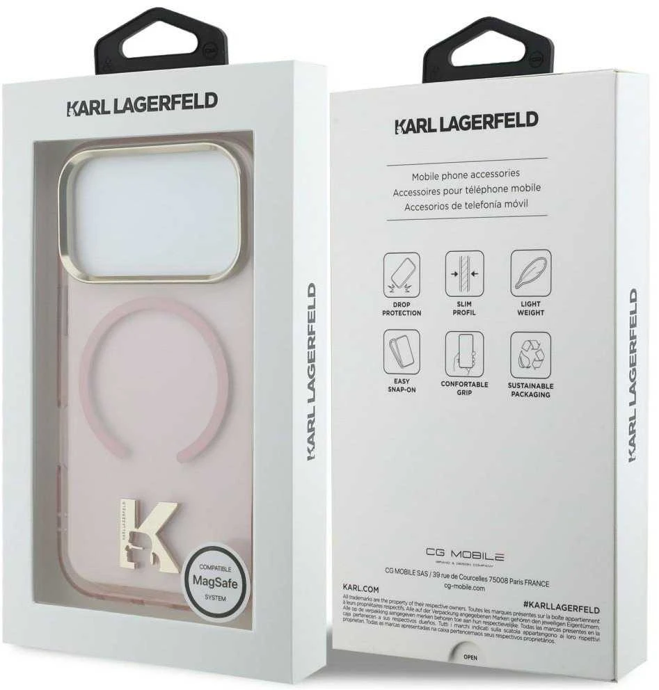 Dėklas Karl Lagerfeld IML K Head Logo MagSafe Case for iPhone 17 Pro - Rožinė