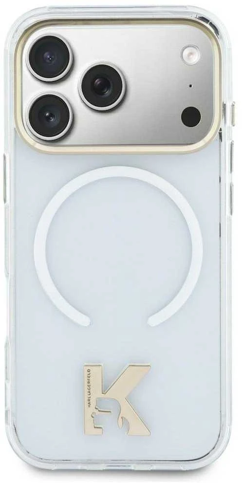 „Karl Lagerfeld IML K Head Logo MagSafe“ dėklas, skirtas „iPhone 17“ – skaidrus