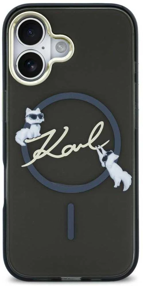 Dėklas Karl Lagerfeld IML Choupettes Karl Script Logo MagSafe iPhone Air Case - Juodas