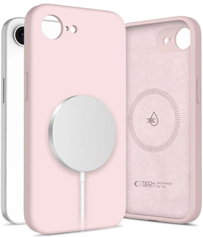 „Tech-Protect SILICONE MagSafe“ dėklas Apple iPhone 16E / 17E, Rožinis PEARL