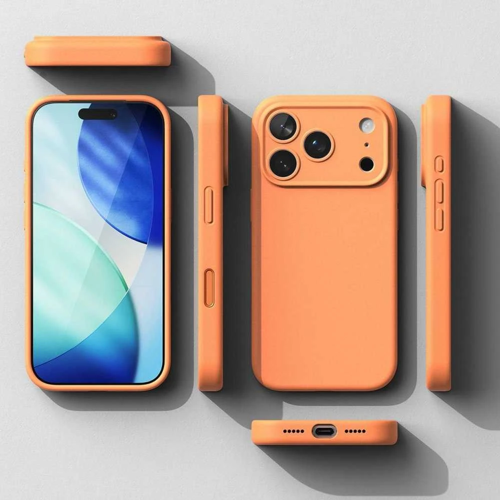 „Ringke iPhone 17 Pro Max“ silikoninis magnetinis dėklas, mandarinų spalvos