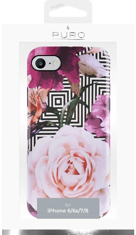 PURO Glam Geo Flowers - dėklas skirtas Apple iPhone SE 2022/2020 / 8/7 / 6s Rožinė Peonies
