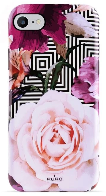 PURO Glam Geo Flowers - dėklas skirtas Apple iPhone SE 2022/2020 / 8/7 / 6s Rožinė Peonies
