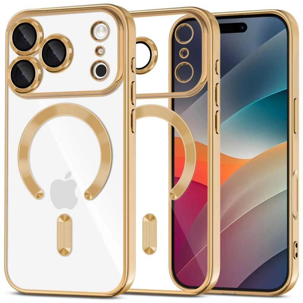 „Tech-Protect MagFlex MagSafe“ dėklas, skirtas „iPhone 17 Pro Max“ – permatomo aukso spalvos