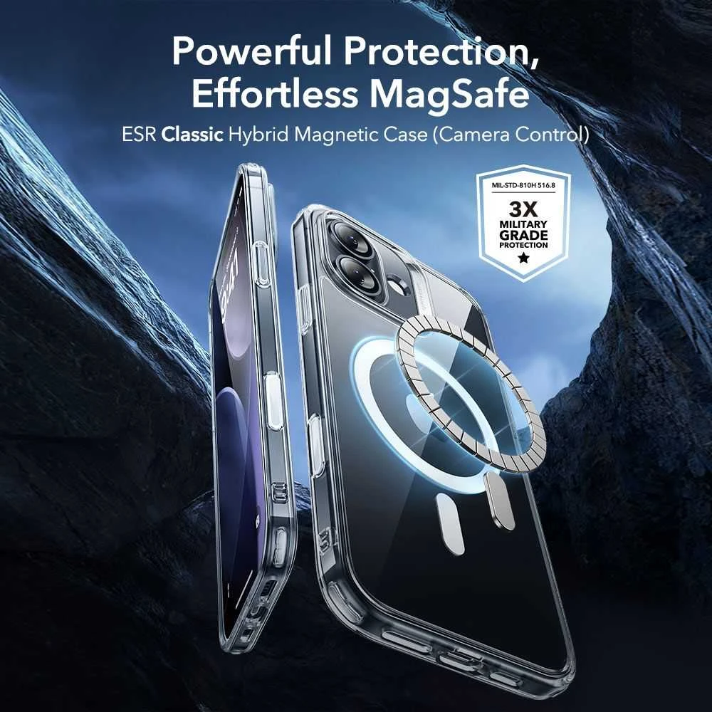 ESR Classic Hybrid MagSafe + grūdinto stiklo komplektas, skirtas iPhone 17 – skaidrus