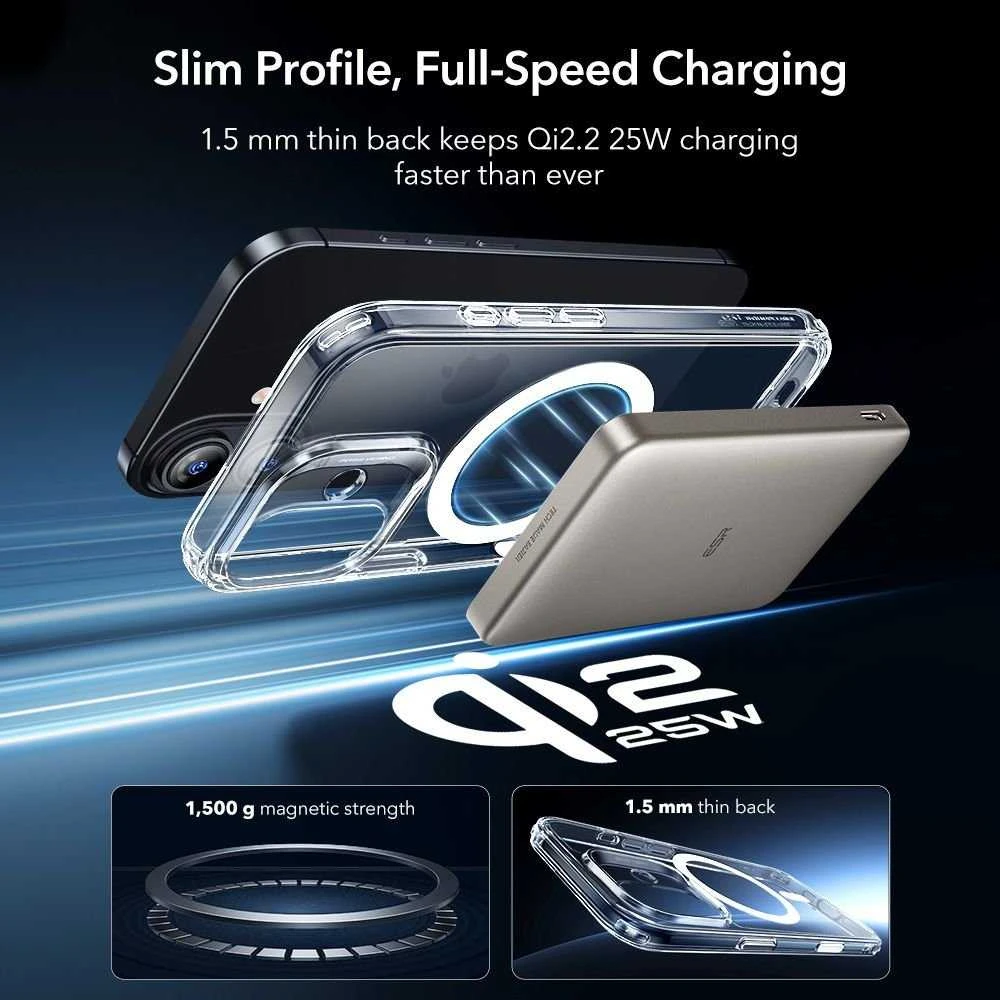 ESR Classic Hybrid MagSafe + grūdinto stiklo komplektas, skirtas iPhone 17 – skaidrus