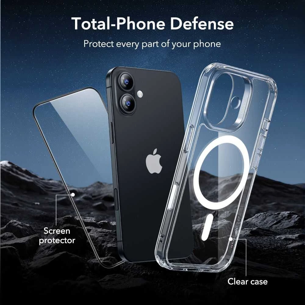 ESR Classic Hybrid MagSafe + grūdinto stiklo komplektas, skirtas iPhone 17 – skaidrus