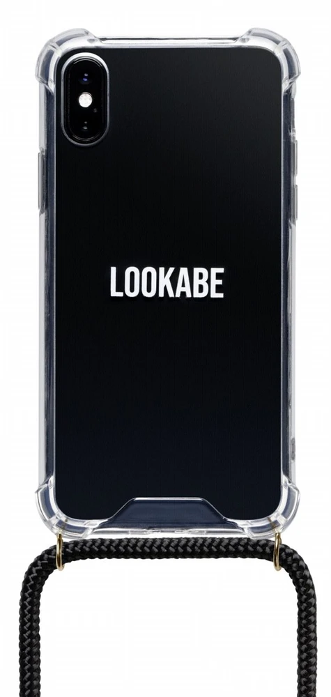 Lookabe Telefono dėklas su dirželiu iPhone Xs Max, auksinės ir juodos spalvos