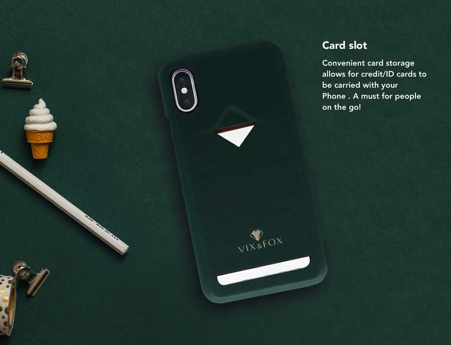 Telefono dėklas su kortelių skyriumi iPhone Xs Max, miško žalios spalvos