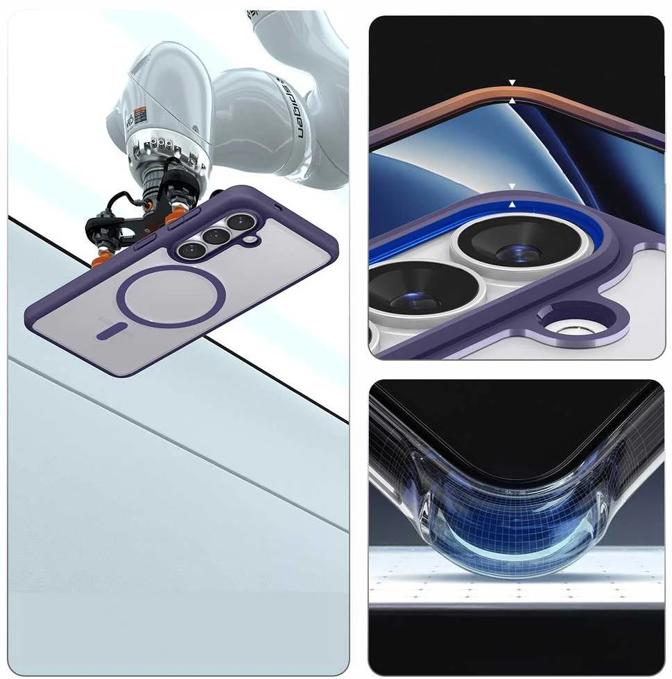 Spigen Ultra Hybrid Mag MagSafe dėklas skirtas Samsung Galaxy S26 – Clear violetinės spalvos