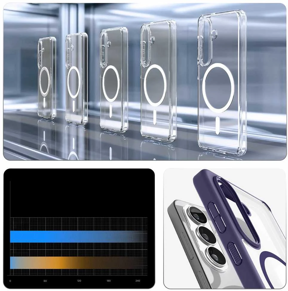 Spigen Ultra Hybrid Mag MagSafe dėklas skirtas Samsung Galaxy S26 – Clear violetinės spalvos