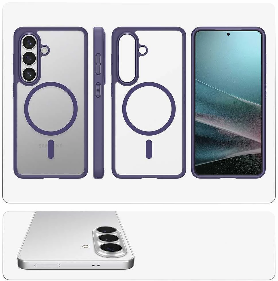 Spigen Ultra Hybrid Mag MagSafe dėklas skirtas Samsung Galaxy S26 – Clear violetinės spalvos