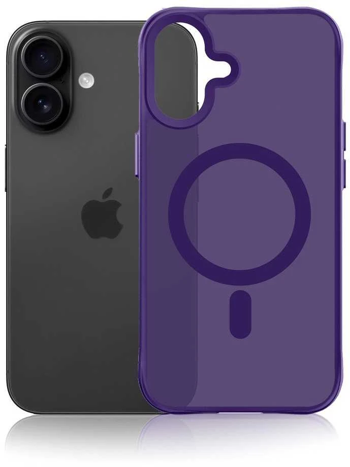 3Mk apsauginis 3mk dūminis „MagCase“ dėklas, skirtas iPhone 16 - violetinė-permatoma