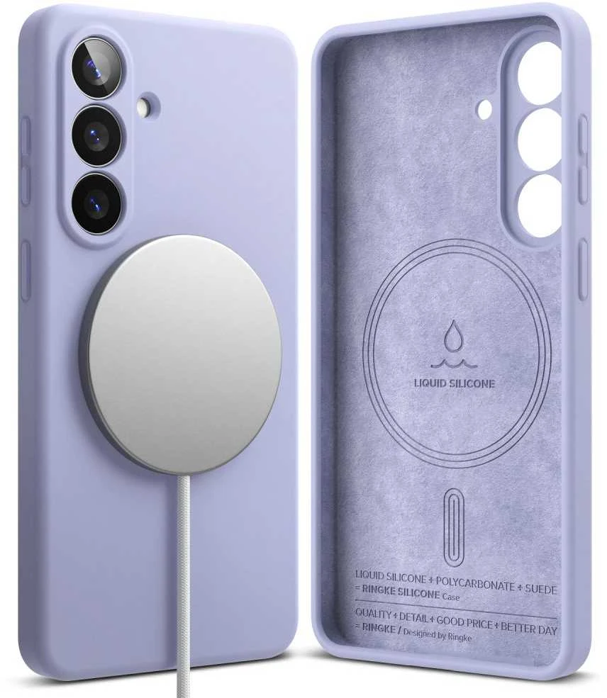 Dėklas „Ringke“ silikoninis magnetinis „MagSafe“ „Samsung Galaxy S26“ levandų spalvos