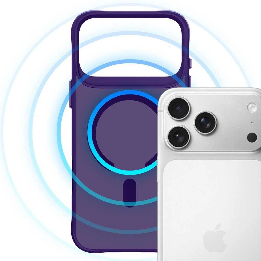 3Mk apsauginis 3mk dūminis „MagCase“ dėklas iPhone 17 Pro telefonui - violetinė-permatoma