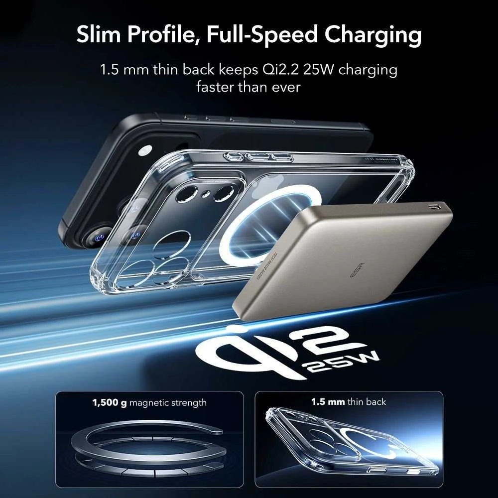 ESR Classic Hybrid MagSafe + grūdinto stiklo komplektas, skirtas iPhone 17 Pro – skaidrus