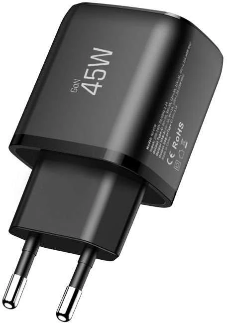 Tech-Protect NCA45W-GAN 2-Port laidinis įkroviklis PD 45W / QC3.0 juodos spalvos