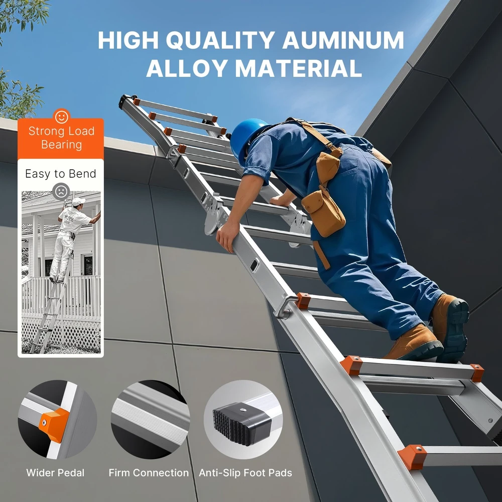 VEVOR Teleskopinės kopėčios 2,9 m, atlenkiamos