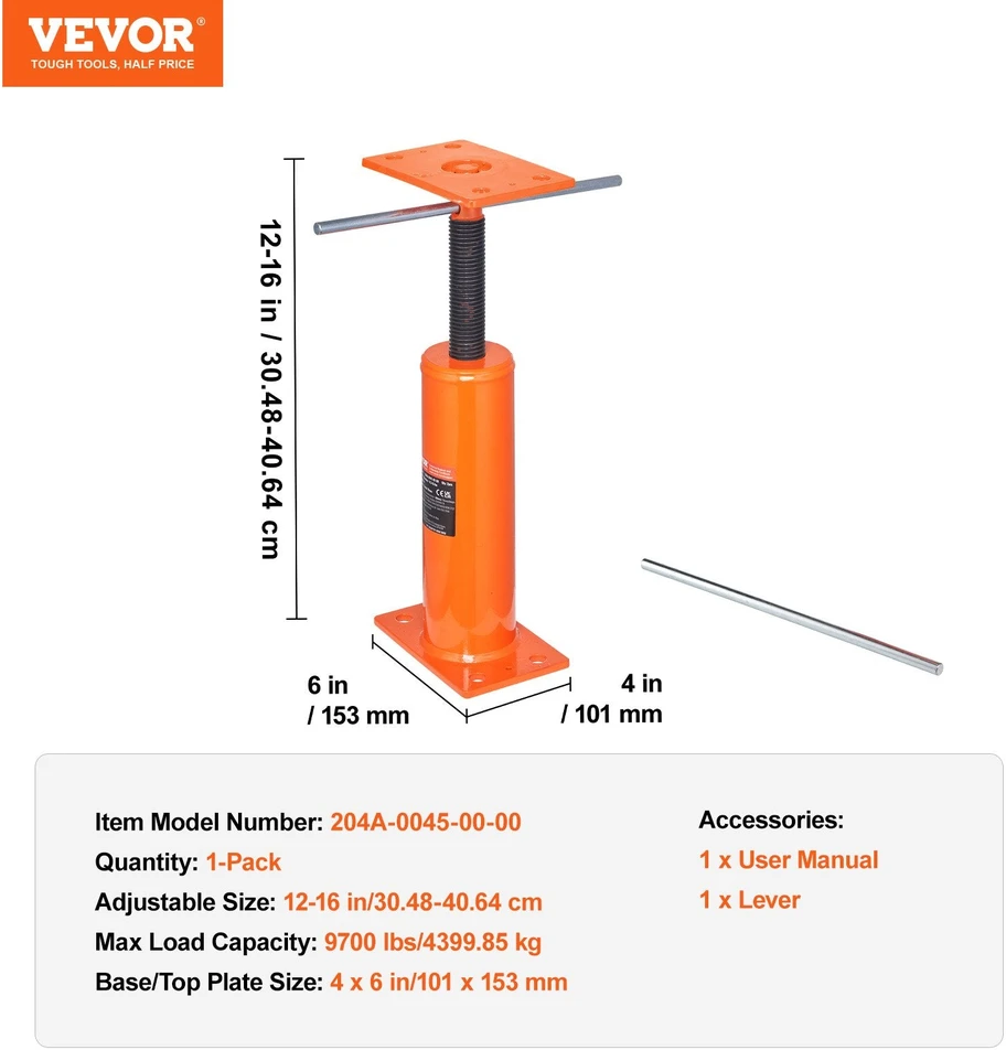 VEVOR Reguliuojamas grindų kėlimo lizdas, aukštis 30–41 cm
