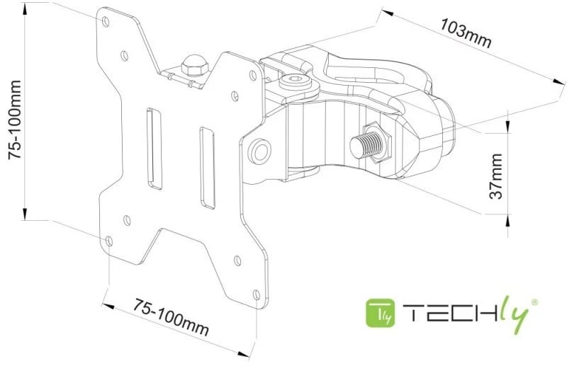 Techly ICALCD100BK monitoriaus laikiklis arba stovas Juoda
