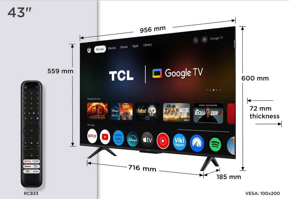 Televizorius TCL 43P7K