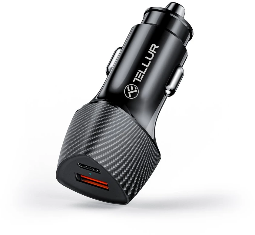 Tellur FCC10 car charger 38W, 6A (PD20W + QC3.0) juodas