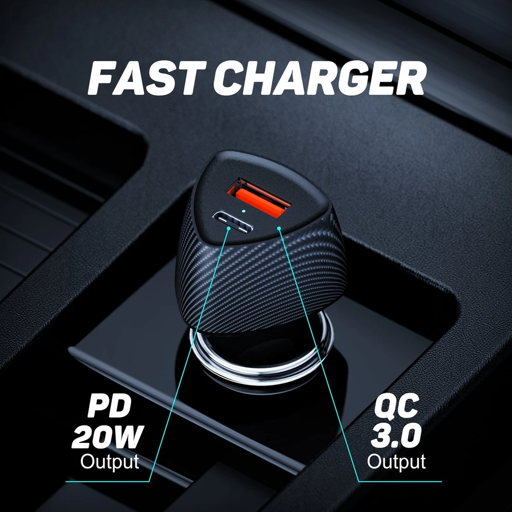 Tellur FCC10 car charger 38W, 6A (PD20W + QC3.0) juodas