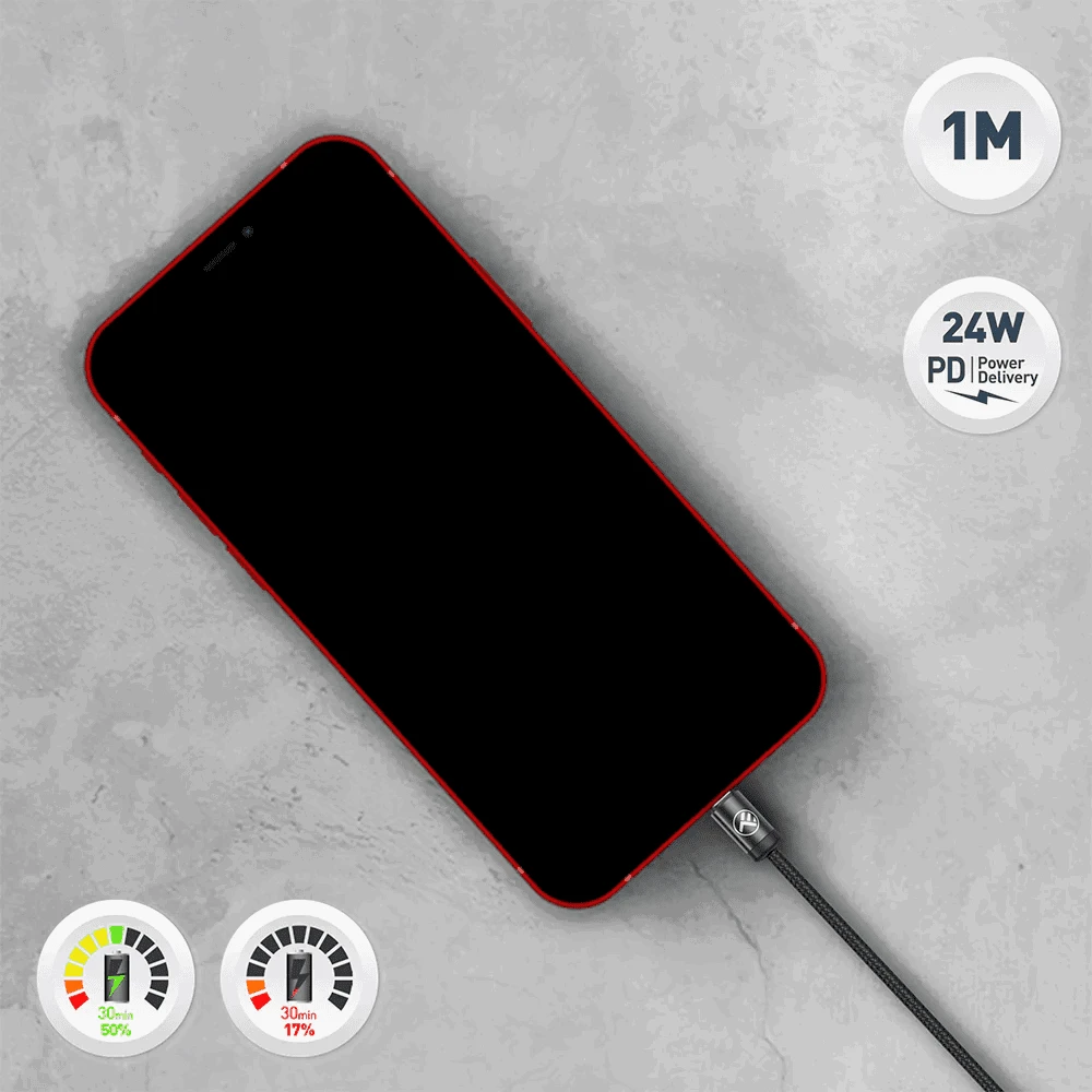 Tellur Minimalist USB-C į Lightning kabelis, 3A, 1 m, juodas