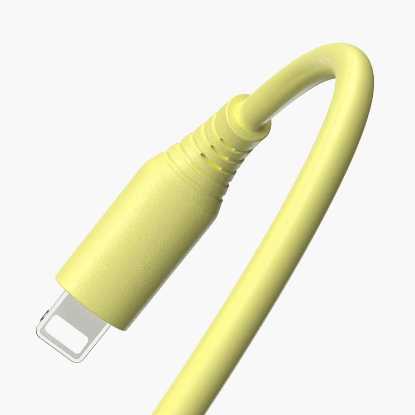 Tellur silikoninis USB-A į Lightning kabelis, 1 m, geltonas