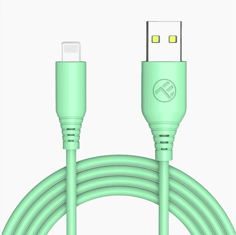 Tellur silikoninis USB-A į Lightning laidas 3 A, 1 m, žalias
