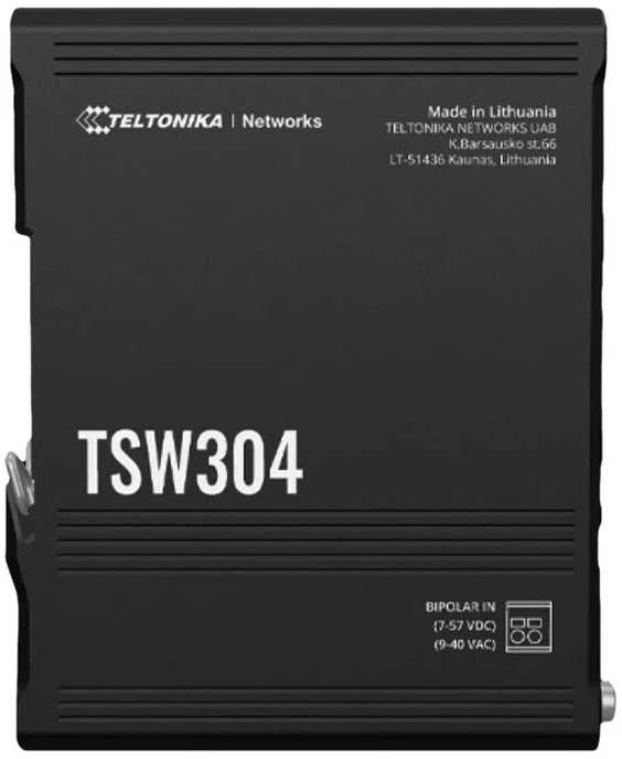 Maršrutizatorius Teltonika | DIN bėgelio jungiklis | TSW304 | Nevaldomas | Tvirtinamas prie sienos